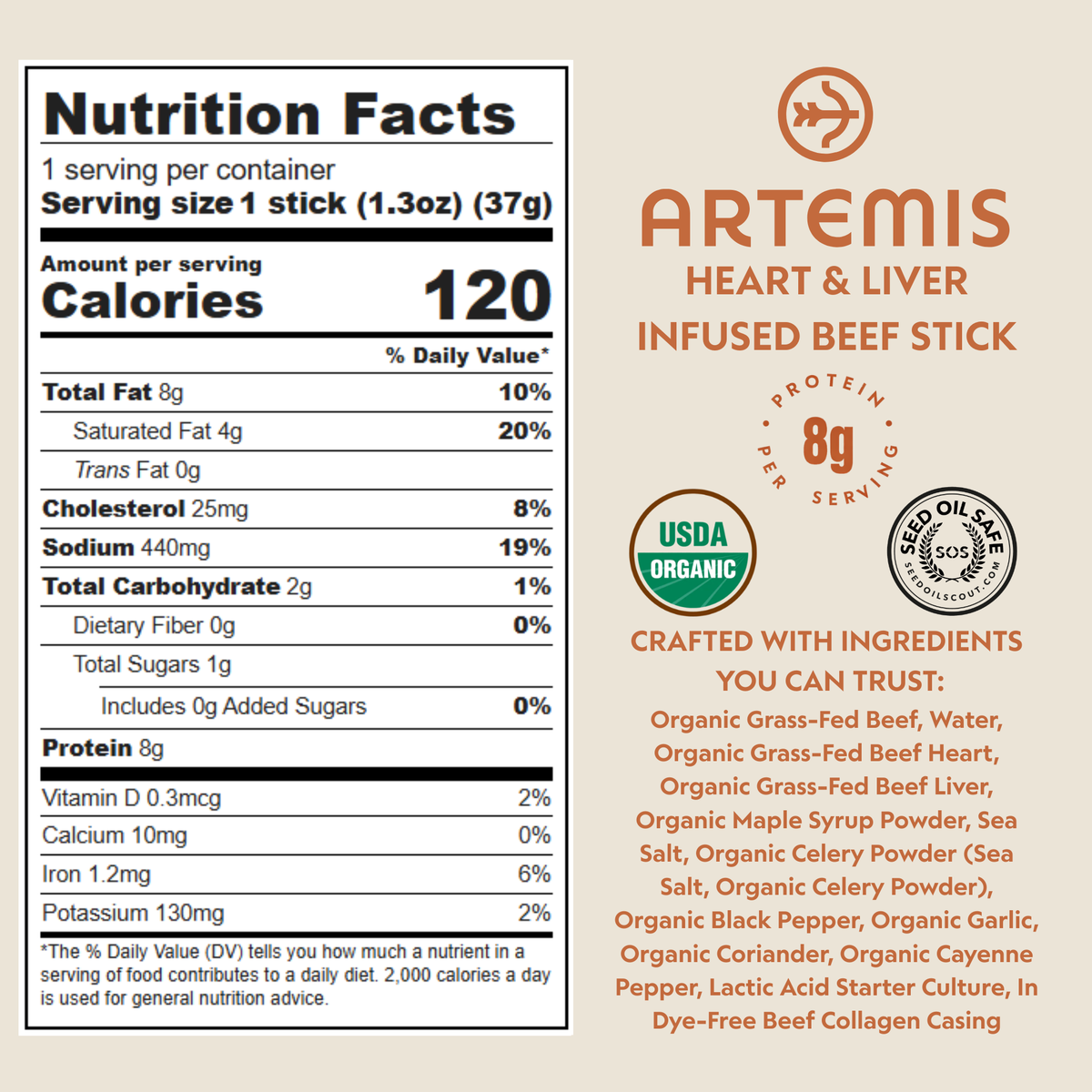 Organic Heart & Liver Infused Beef Stick